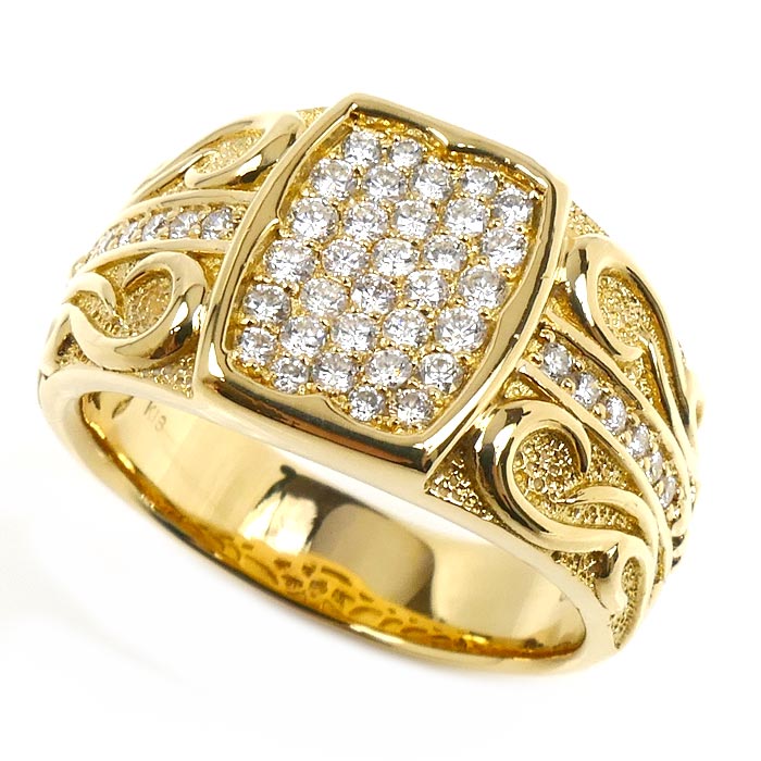 K18YG イエローゴールド ダイヤ リング・指輪 ダイヤモンド0.62ct 20号 14.0g メンズ【中古】【美品】