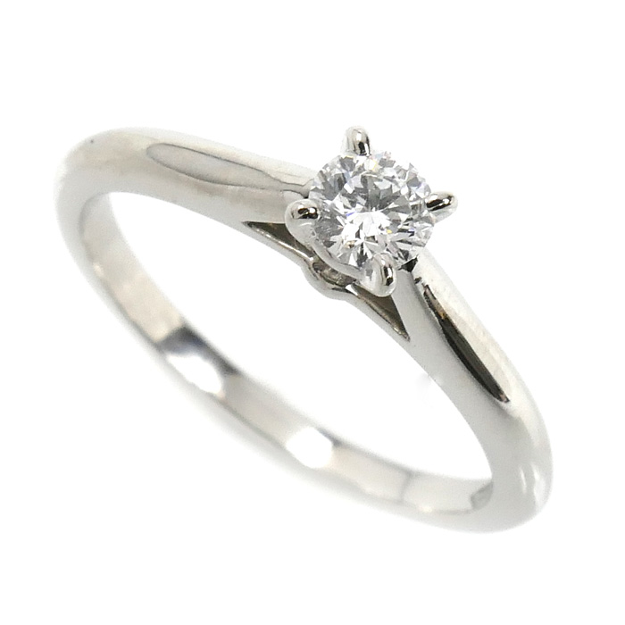CARTIER カルティエ Pt950プラチナ ソリテール リング・指輪 ダイヤモンド0.18ct 9号 49 3.2g レディース【中古】【美品】