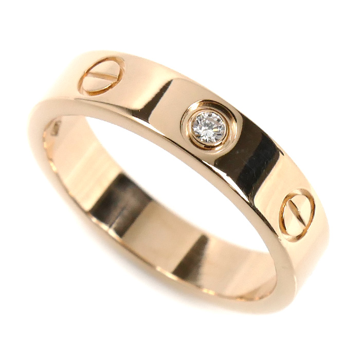 CARTIER カルティエ K18PG ピンクゴールド ミニラブ 1Pダイヤ リング・指輪 B4050749 ダイヤモンド 9号 49 4.2g レディース【中古】