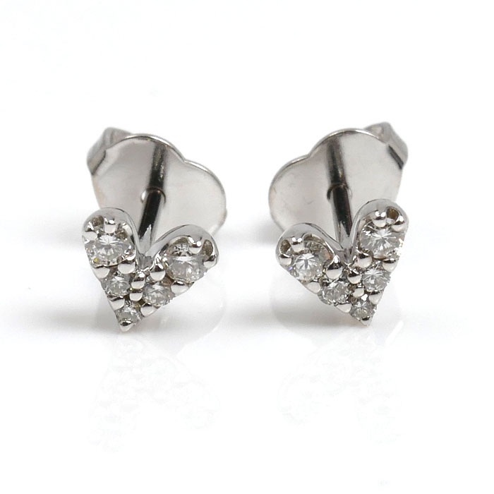Ponte Vecchio ポンテヴェキオ K18WG ホワイトゴールド ピアス ダイヤモンド0.05ct/0.05ct 0.9g ハート レディース【中古】