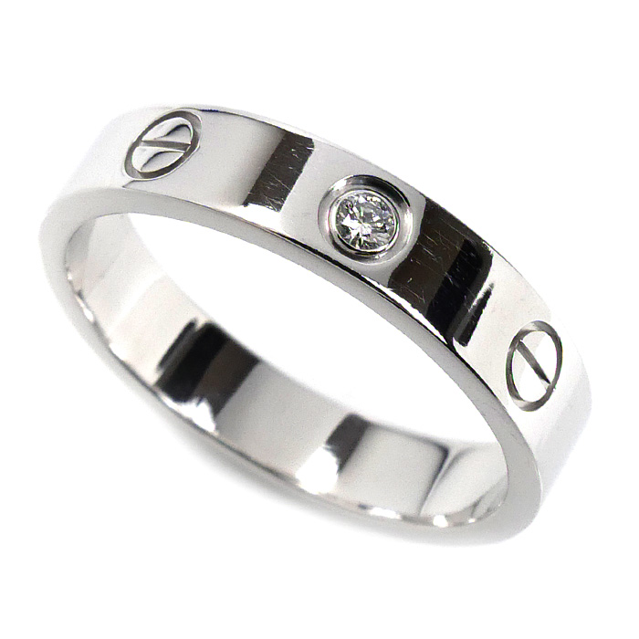 CARTIER カルティエ K18WG ホワイトゴールド ミニラブ 1Pダイヤ リング・指輪 B4050553 ダイヤモンド 12.5号 53 4.7g レディース【中古】【美品】