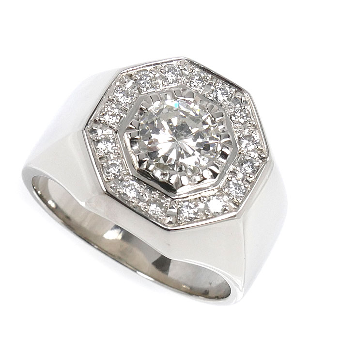 Pt900プラチナ リング・指輪 ダイヤモンド1.013ct/0.33ct 20号 28.4g メンズ【中古】【美品】