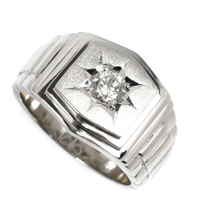 Pt900プラチナ リング・指輪 ダイヤモンド0.58ct 31.4g 28号 メンズ【中古】【美品】