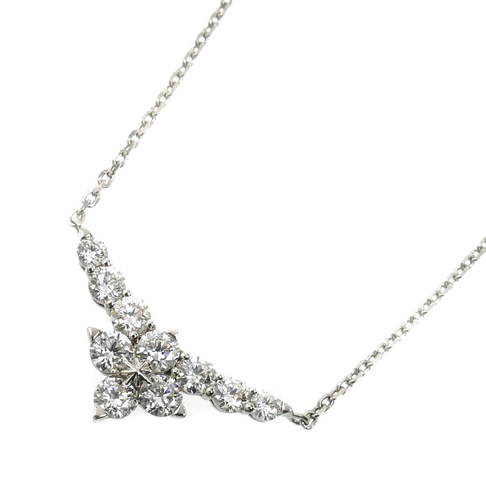 STAR JEWELRY スタージュエリー Pt950プラチナ ネックレス ダイヤモンド0.33ct 2.4g 40～43cm レディース【中古】【美品】