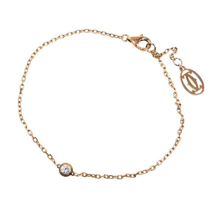 CARTIER カルティエ K18PG ピンクゴールド ダムール スモール ブレスレット B6040300 ダイヤモンド 2.1g 16.5/18.5cm レディース【中古】