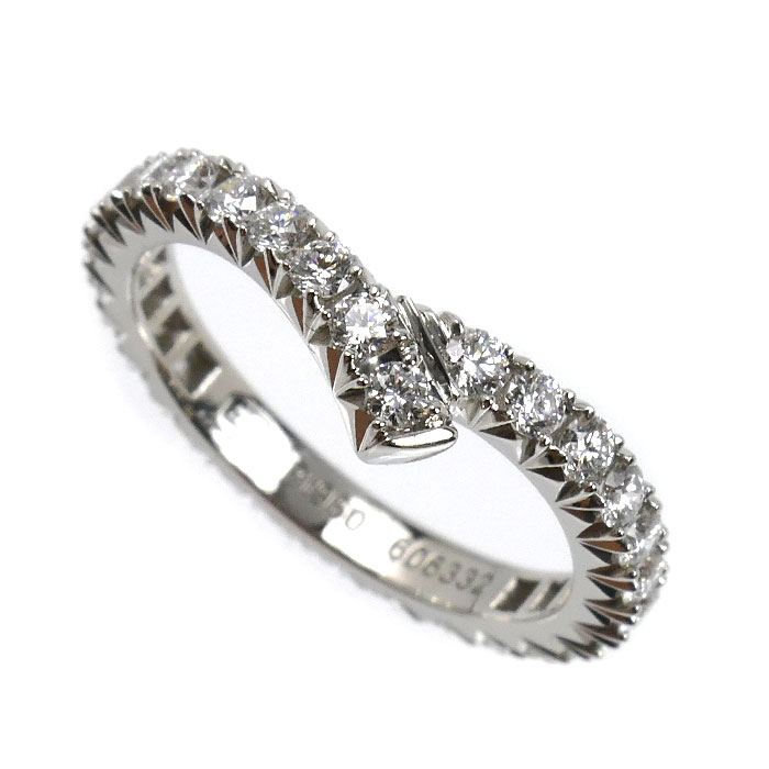 HARRY WINSTON ハリーウィンストン Pt950プラチナ リボン バンド リング・指輪 WBDPRDPAFT-050 ダイヤモンド 8.5号 3.2g レディース【中古】【美品】