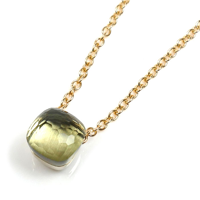 Pomellato ポメラート K18PG ピンクゴールド K18WG ホワイトゴールド ペンダント ヌード プラジオライト ネックレス PCB6010-O6000-000PA 5.6g 38/40/42cm レディース【中古】【美品】