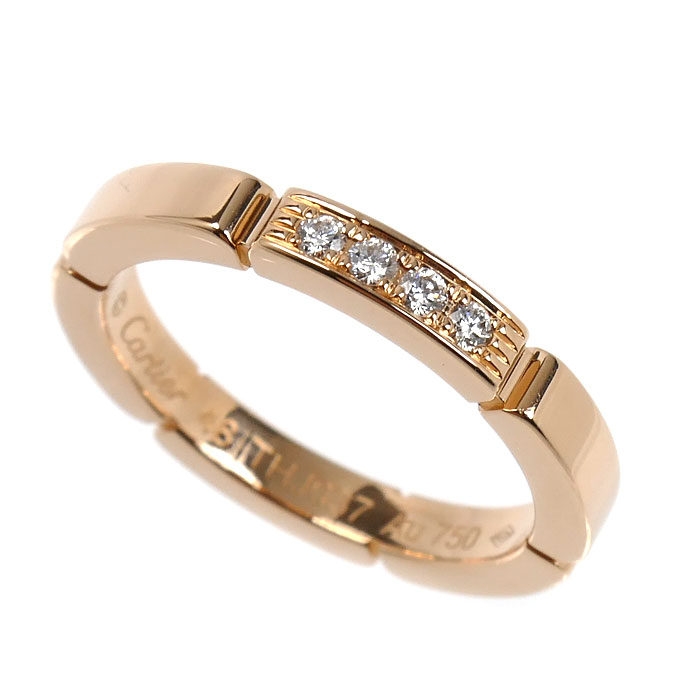 CARTIER カルティエ K18PG ピンクゴールド マイヨン パンテール 4Pダイヤ リング・指輪 B4080548 ダイヤモンド 8号 48 3.7g レディース【中古】【美品】