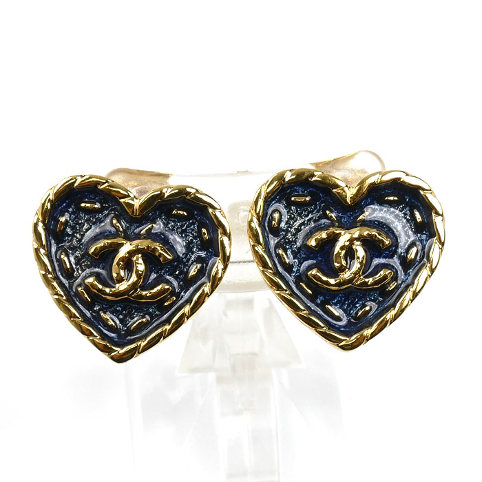 CHANEL シャネル GP ココマーク ハート イヤリング ABC742 10.1g レディース【中古】【美品】