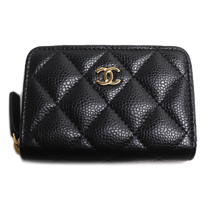 CHANEL シャネル クラシック ジップ コインパース コインケース ブラック AP0216 キャビア レディース【中古】【美品】