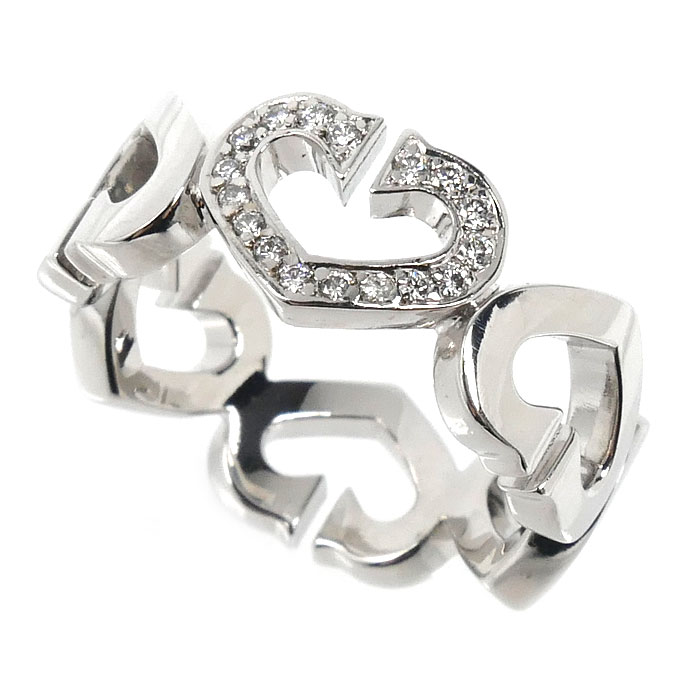CARTIER カルティエ K18WG ホワイトゴールド Cハート リング・指輪 ダイヤモンド 10.5号 51 7.0g レディース【中古】【美品】