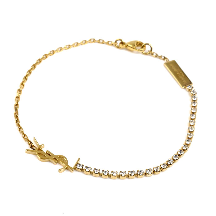 SAINT LAURENT サンローラン GP ラインストーン カサンドラ チャーム ブレスレット 712345Y15268066 M 2.0g 17cm レディース【中古】