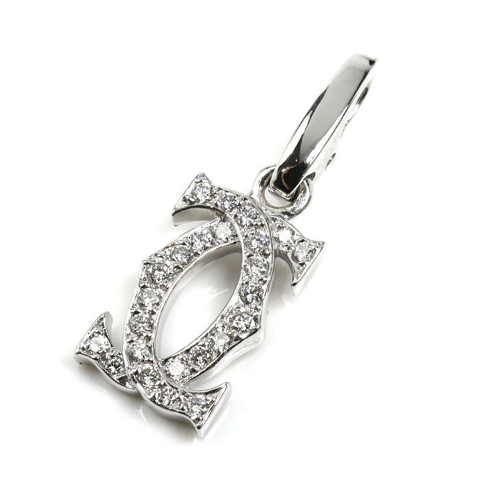 CARTIER カルティエ K18WG ホワイトゴールド 2C チャーム ペンダントトップ ダイヤモンド 2.3g レディース【中古】【美品】