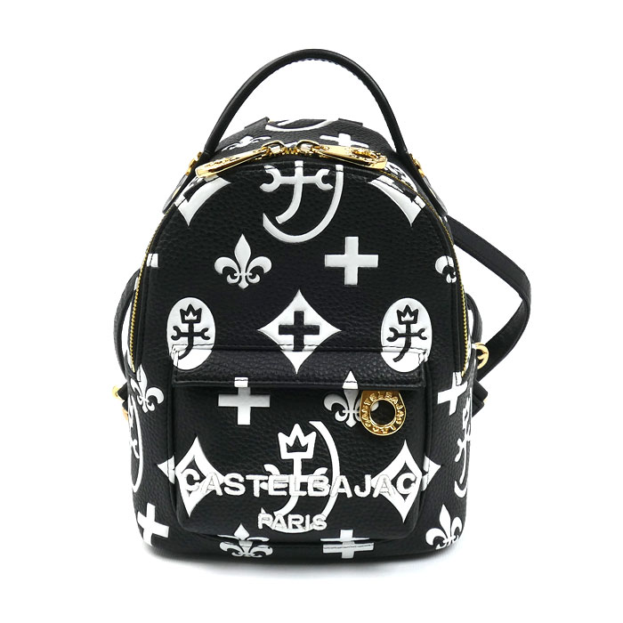 JC de CASTELBAJAC カステルバジャック ミニリュック クレア リュック・デイパック ブラック/ホワイト 068732 レディース【中古】