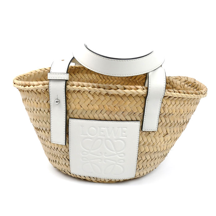LOEWE ロエベ バスケットバッグ スモール ハンドバッグ ホワイト ナチュラル A223S93X04 レディース【中古】