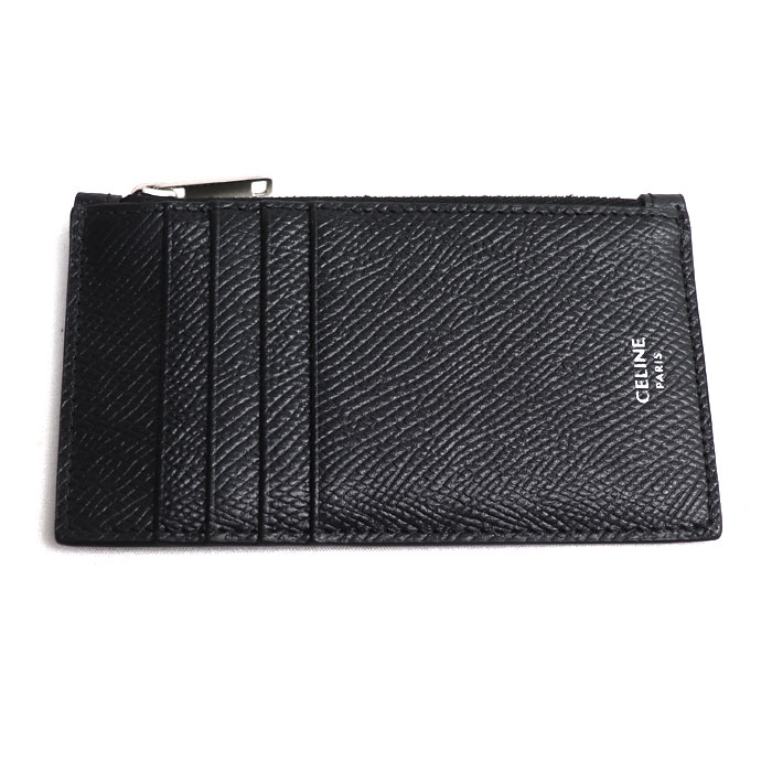 CELINE セリーヌ ジップ付きコンパクト カードホルダー コインケース ブラック 10B683GTH.38SI メンズ【中古】【美品】
