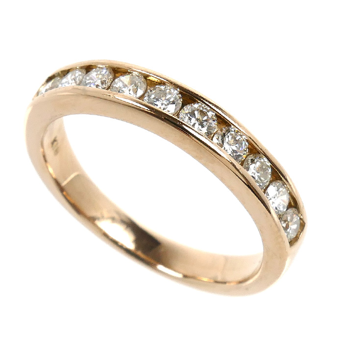 K18PG ピンクゴールド ハーフエタニティ リング・指輪 ダイヤモンド0.50ct 11号 3.5g レディース【中古】