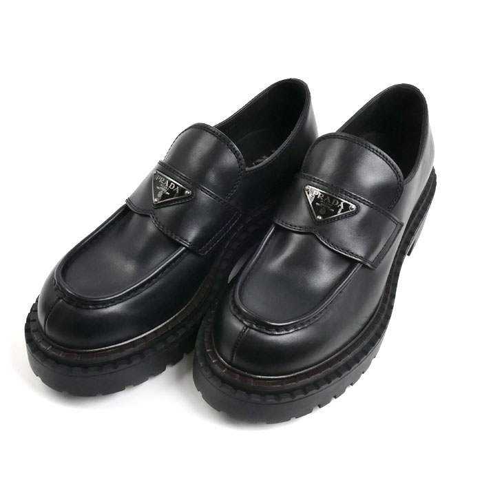 PRADA プラダ トライアングルロゴ ローファー ブラック 2DE148 070 F0002 7 メンズ【中古】【美品】