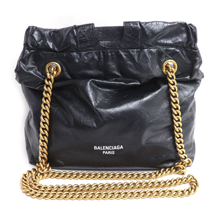 BALENCIAGA バレンシアガ クラッシュ　スモール トートバッグ ブラック 742942 210IT レディース【中古】