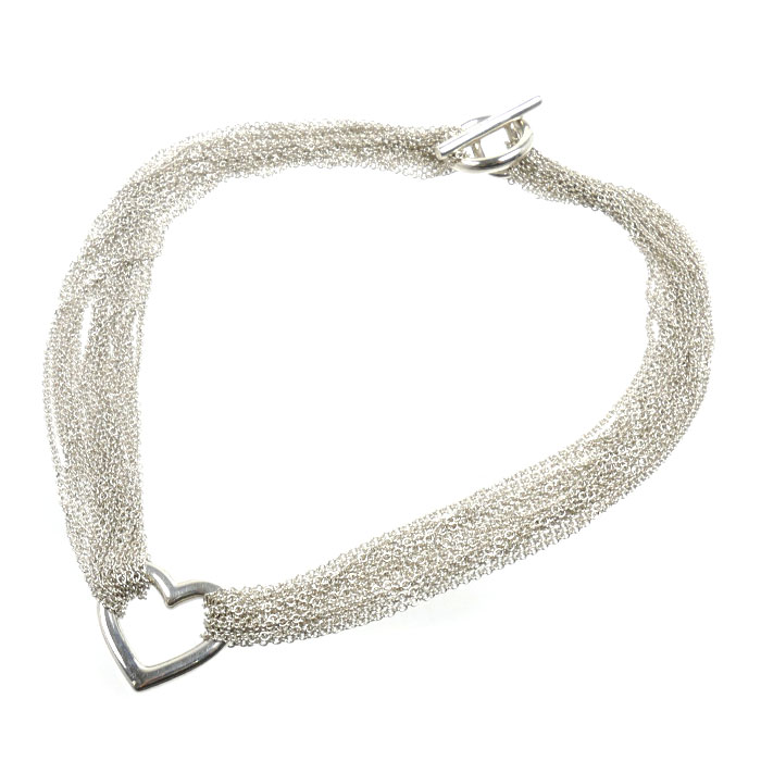 TIFFANY&Co. ティファニー シルバー925 オープンハート トグル ネックレス 51.6g 40cm レディース【中古】