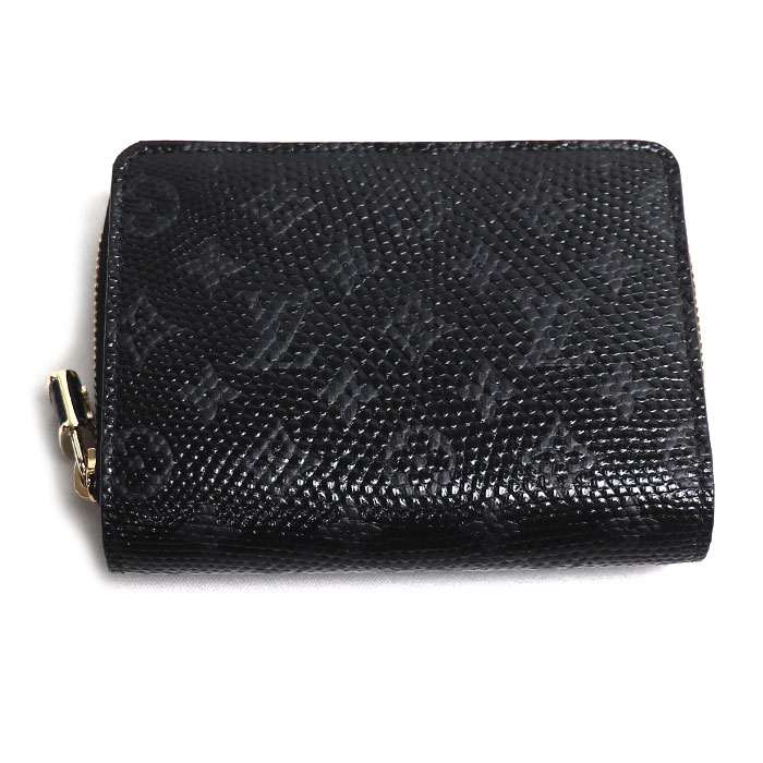 LOUIS VUITTON ルイ・ヴィトン ポルトフォイユ・ルー 二つ折り財布 エキゾチックレザー ブラック リザード ユニセックス【中古】【極美品】