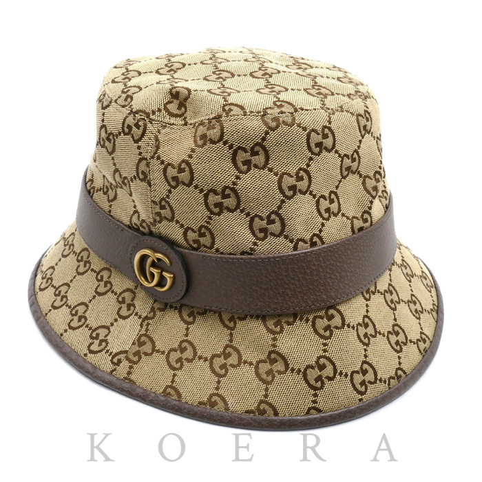 GUCCI グッチ フェドラ ハット ベージュ/ブラウン 576587 4HG62 2564 58 M/58 ユニセックス【中古】【美品】