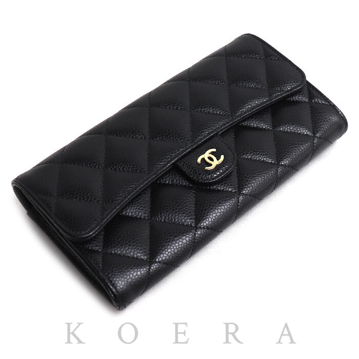 CHANEL シャネル マトラッセ クラシック ロング フラップウォレット  長財布 ブラック AP0241 レディース【中古】【美品】