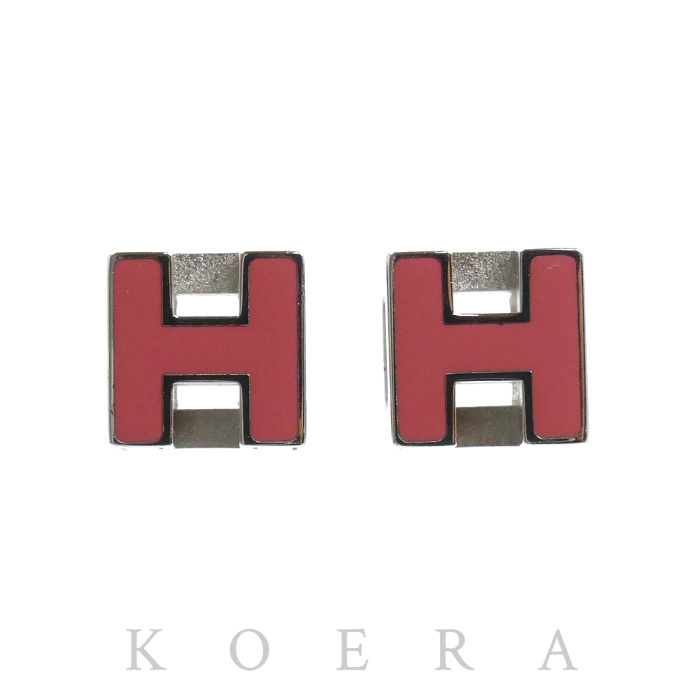HERMES エルメス メタル エナメル カージュドアッシュ Hキューブ ピアス 5.6g レディース【中古】【美品】