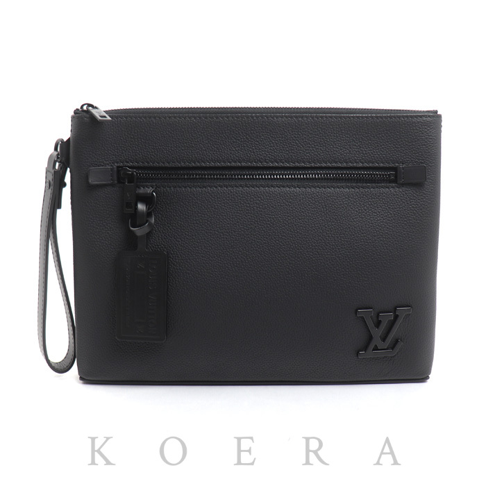 LOUIS VUITTON ルイ・ヴィトン テイクオフ ポーチ クラッチバッグ LVアエログラム ブラック M69837 メンズ【中古】【美品】