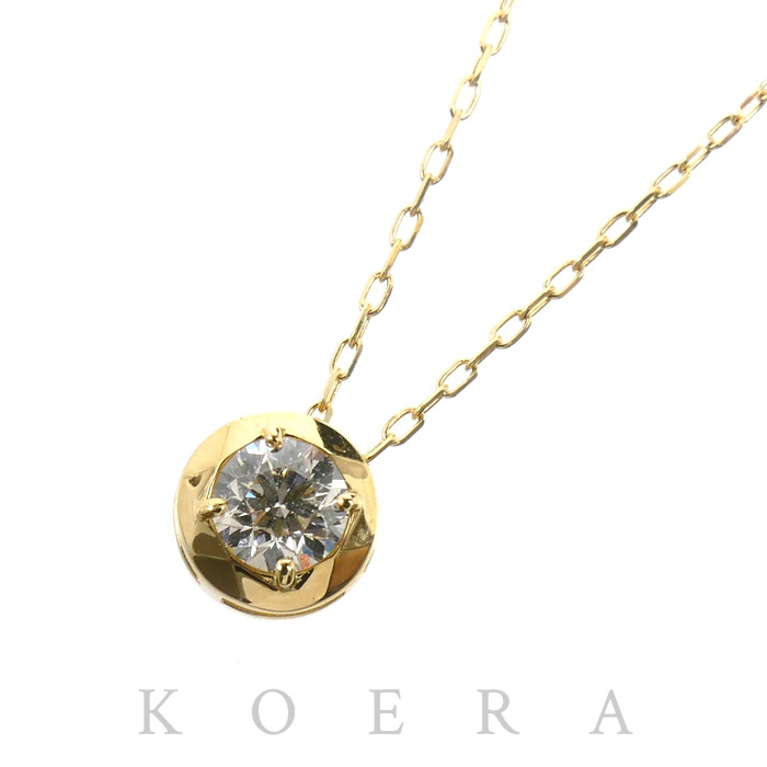 K18YG イエローゴールド ネックレス ダイヤモンド0.25ct 1.5g ～45cm ハート＆アロー　フリーチェーン レディース【中古】