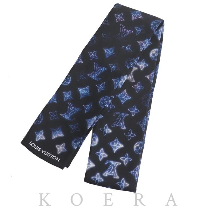 LOUIS VUITTON ルイ・ヴィトン バンドー・マヒナ スカーフ ブラック×ブルー系 M77420 レディース【中古】【美品】