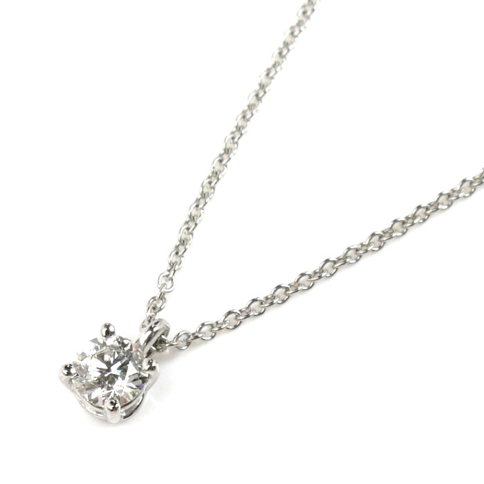 TIFFANY&Co. ティファニー Pt950プラチナ ソリティア ネックレス ダイヤモンド0.25ct 2.6g 41cm レディース【中古】【美品】