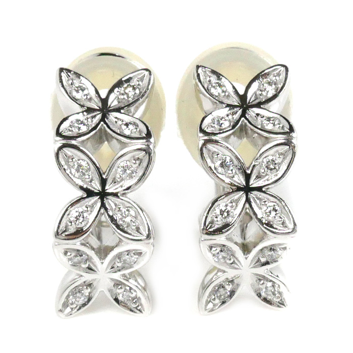 MIKIMOTO ミキモト K18WG ホワイトゴールド イヤリング ダイヤモンド0.08ct/0.08ct 7.1g バネ式 レディース【中古】【美品】