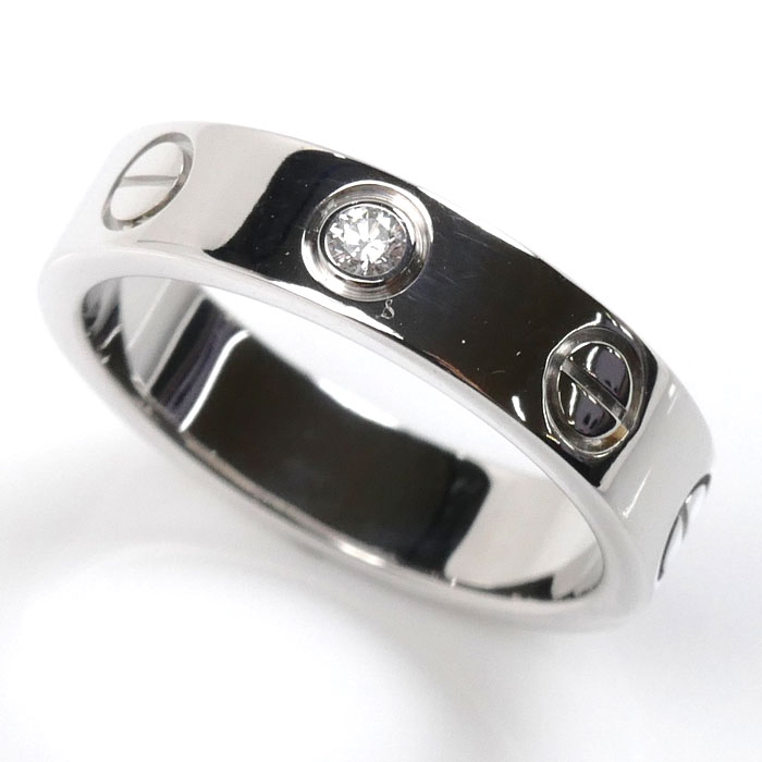 CARTIER カルティエ K18WG ホワイトゴールド ミニラブ 1Pダイヤ リング・指輪 B4050545 ダイヤモンド 5号 45 4.1g レディース【中古】【美品】