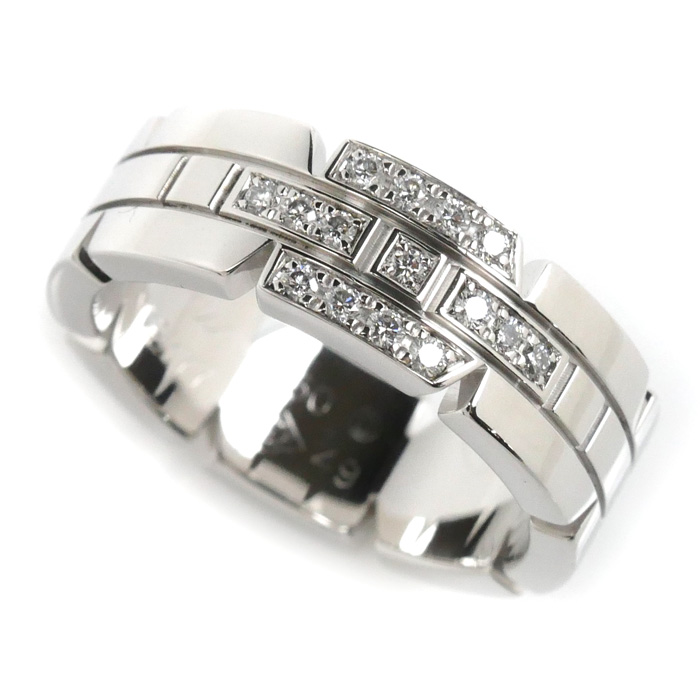 CARTIER カルティエ K18WG ホワイトゴールド タンクフランセーズ リング・指輪 ダイヤモンド 9号 49 8.5g レディース【中古】【美品】