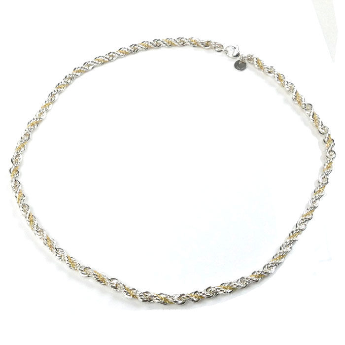 TIFFANY&Co. ティファニー シルバー925 K18YG イエローゴールド ツイスト ネックレス 35.0g 45cm レディース【中古】