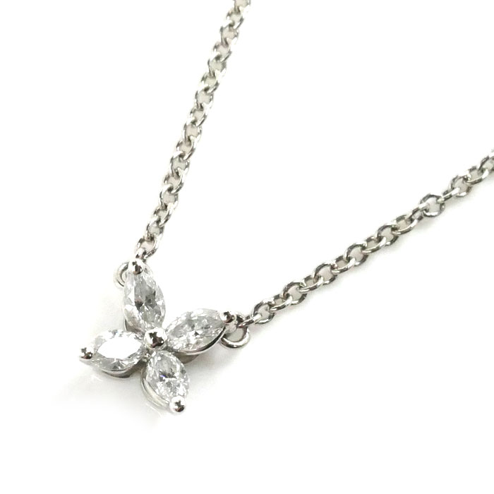TIFFANY&Co. ティファニー Pt950プラチナ ビクトリア ミニ ネックレス ダイヤモンド 2.4g 41cm レディース【中古】