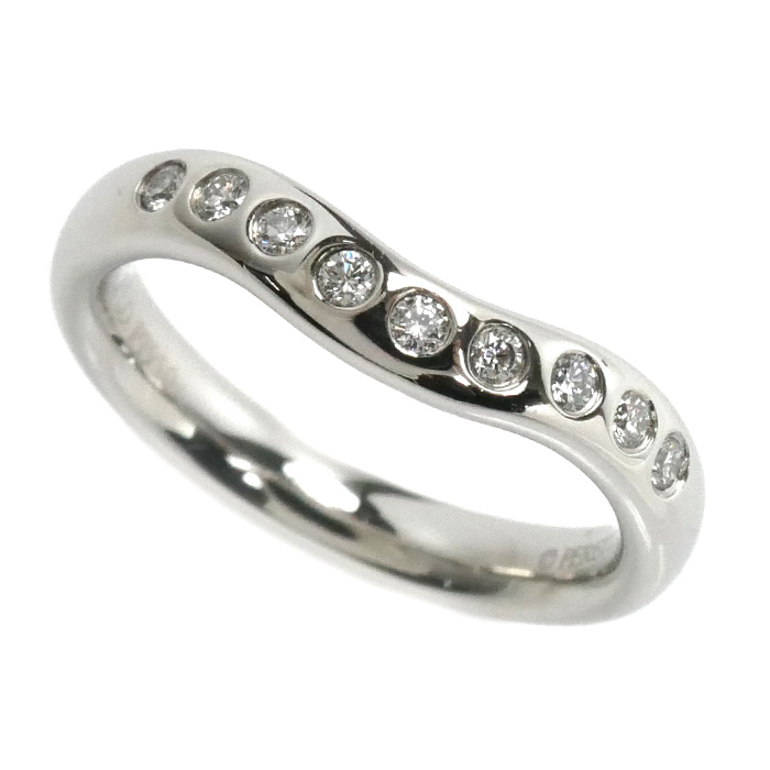 TIFFANY&Co. ティファニー Pt950プラチナ カーブドバンド リング・指輪 ダイヤモンド 5号 4.8g レディース【中古】