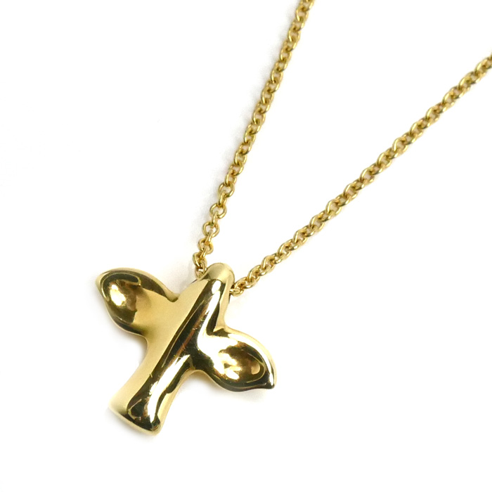 TIFFANY&Co. ティファニー K18YG イエローゴールド バードクロス ネックレス 3.6g 41cm レディース【中古】