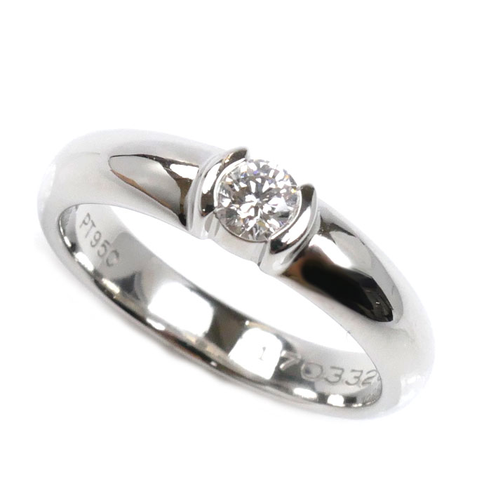 TIFFANY&Co. ティファニー Pt950プラチナ ドッツ 1Pダイヤ リング・指輪 ダイヤモンド0.19ct 11.5号 6.6g レディース【中古】【美品】