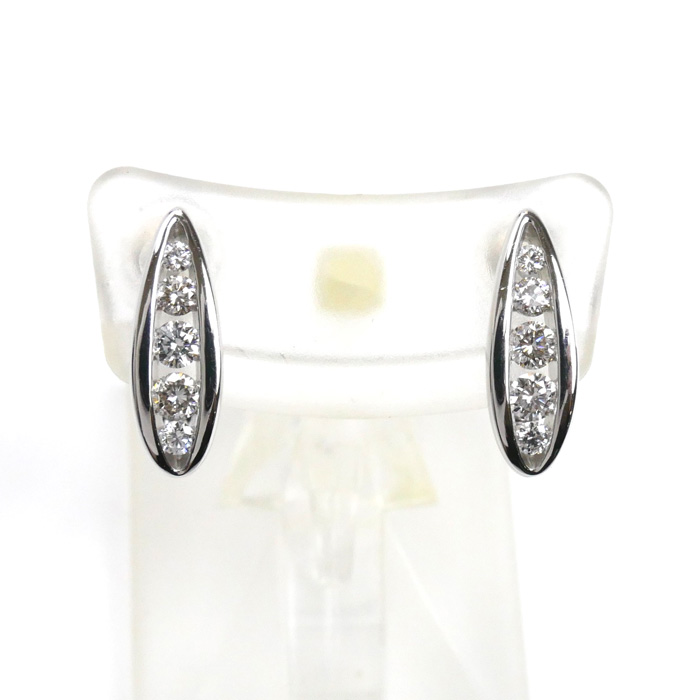 TASAKI タサキ K18WG ホワイトゴールド ダイヤ イヤリング ダイヤモンド0.17ct/0.17ct 3.6g ネジバネ式 レディース【中古】