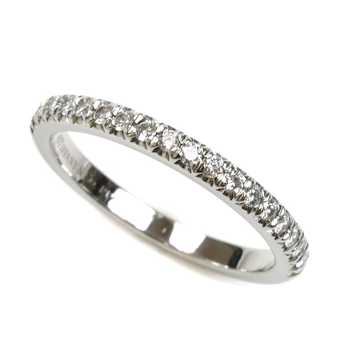 TIFFANY&Co. ティファニー Pt950プラチナ ソレスト ハーフ エタニティ リング・指輪 ダイヤモンド 7.5号 2.9g レディース【中古】【美品】