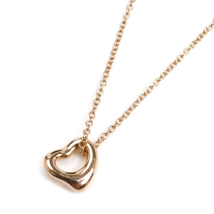TIFFANY&Co. ティファニー K18PG ピンクゴールド オープンハート ミニ ネックレス 60957428 1.7g 41cm レディース【中古】【美品】