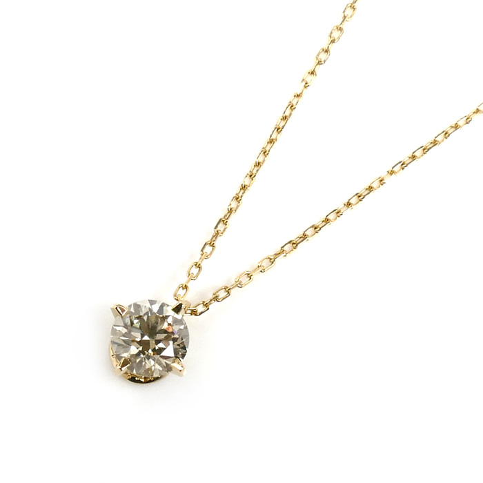カシケイ K18YG イエローゴールド ソリティア ネックレス ダイヤモンド0.36ct/0.01ct 1.5g ～45cm レディース【中古】