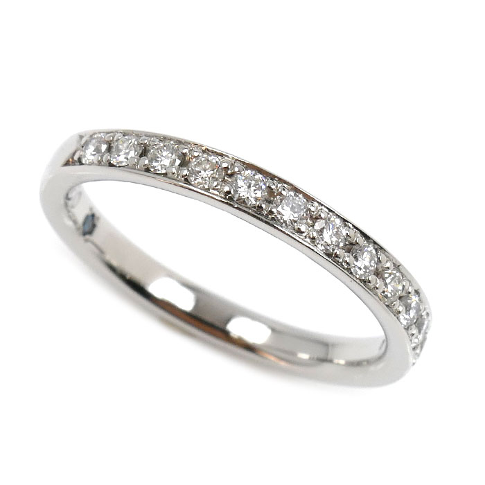 4℃ ヨンドシー Pt950プラチナ ハーフエタニティ ダイヤ リング・指輪 ダイヤモンド 9号 3.2g レディース【中古】【美品】