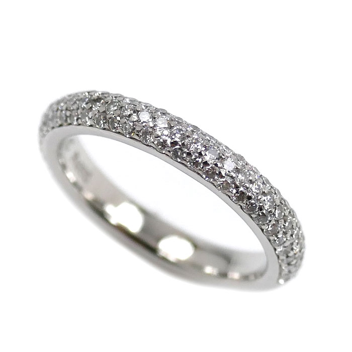 4℃ ヨンドシー Pt950プラチナ ハーフエタニティ ダイヤ リング・指輪 ダイヤモンド 7号 47 4.4g レディース【中古】【美品】