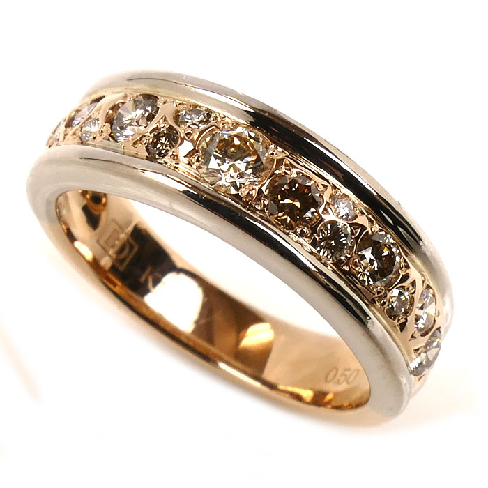 KASHIKEY カシケイ K18WG ホワイトゴールド K18PG ピンクゴールド メランジェ ダイヤ リング・指輪 BME003 ダイヤモンド0.50ct 10号 5.7g レディース【中古】