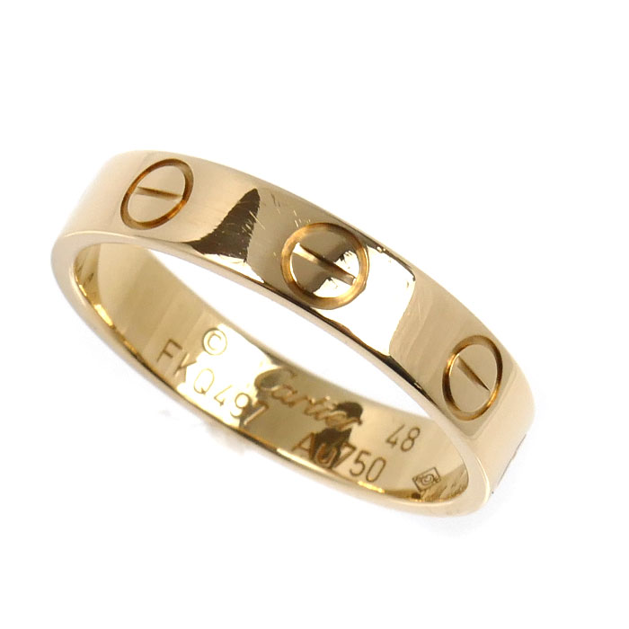 CARTIER カルティエ K18YG イエローゴールド ミニラブ リング・指輪 8号 48 2.7g レディース【中古】