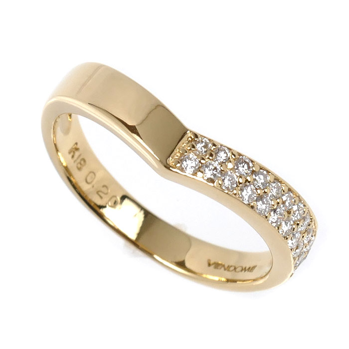Vendome Aoyama ヴァンドーム青山 K18YG イエローゴールド リング・指輪 ダイヤモンド0.20ct 11号 3.0g レディース【中古】【美品】