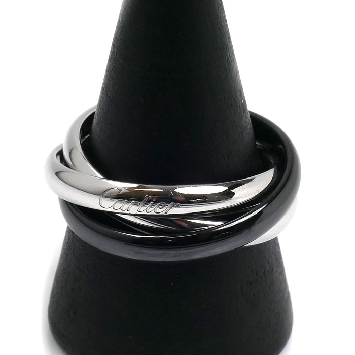 CARTIER カルティエ K18WG ホワイトゴールド セラミック トリニティ リング・指輪 B4234158 18号 58 9.1g メンズ【中古】【美品】